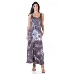 Women's 24Seven Comfort Apparel Pocket Sleeveless Maxi Dress Gray Lilac